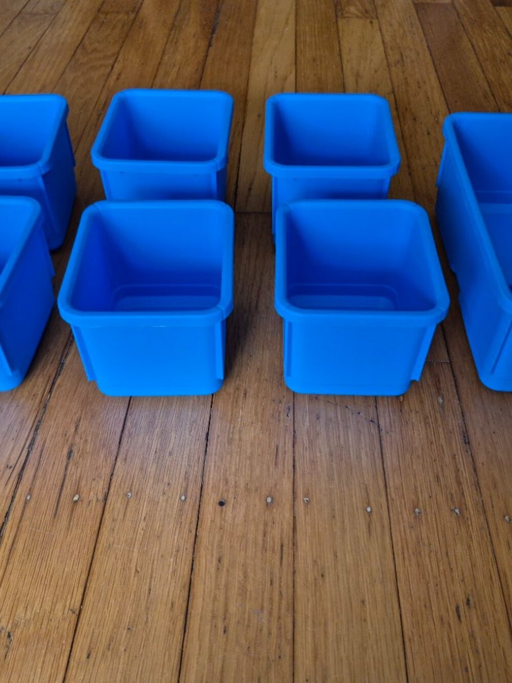 7 Small Blue Organizer Bins